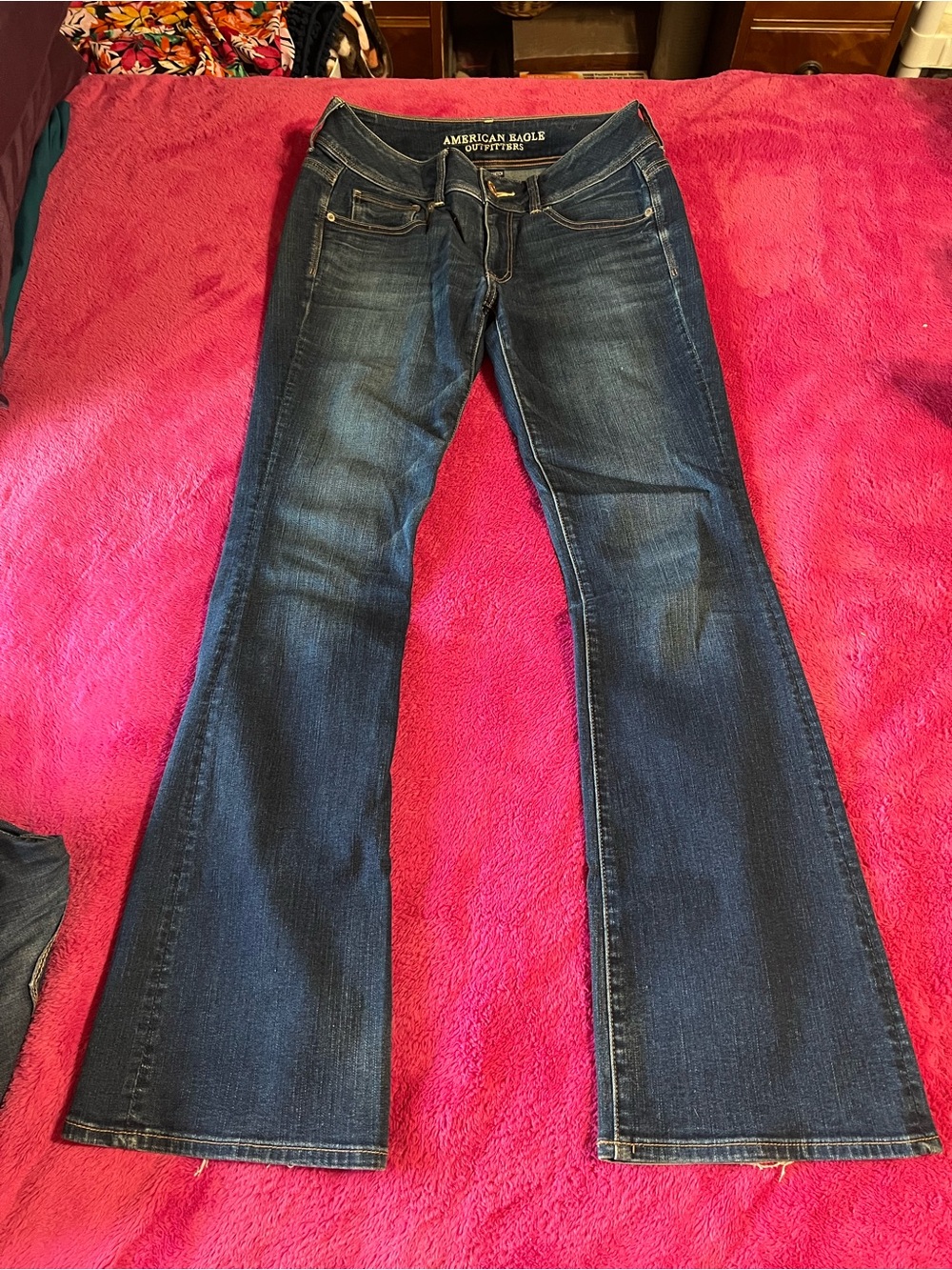 American Eagle Outfitters Dark Blue Flare Jeans for Women